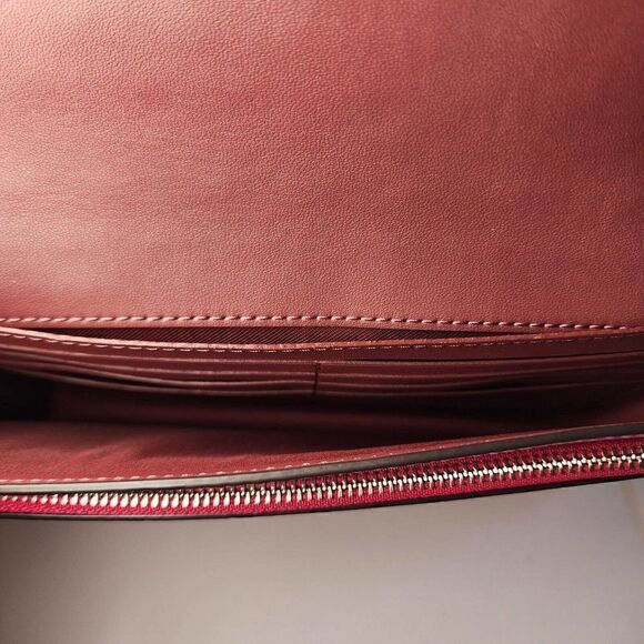 NWT Coach CM851 Anna Foldover Clutch Crossbody with Rivets Pebble Cerise Pink - Picture 4 of 5